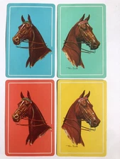 Horses Racehorse Head Portrait 4 Vintage Retro Artist Playing SWAP CARDS Set Lot