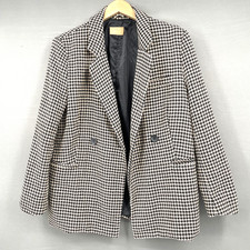 Houndstooth Oversized Blazer Size Small Classic Double Breasted Lined Relaxed