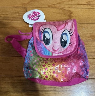 My Little Pony Pinkie Pie Small Drawstring Sequin Stars Backpack, Pink