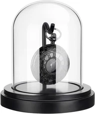 3X4 Inch Pocket Watch Display Case Watch Glass Display Dome Cloche, Black Dom...