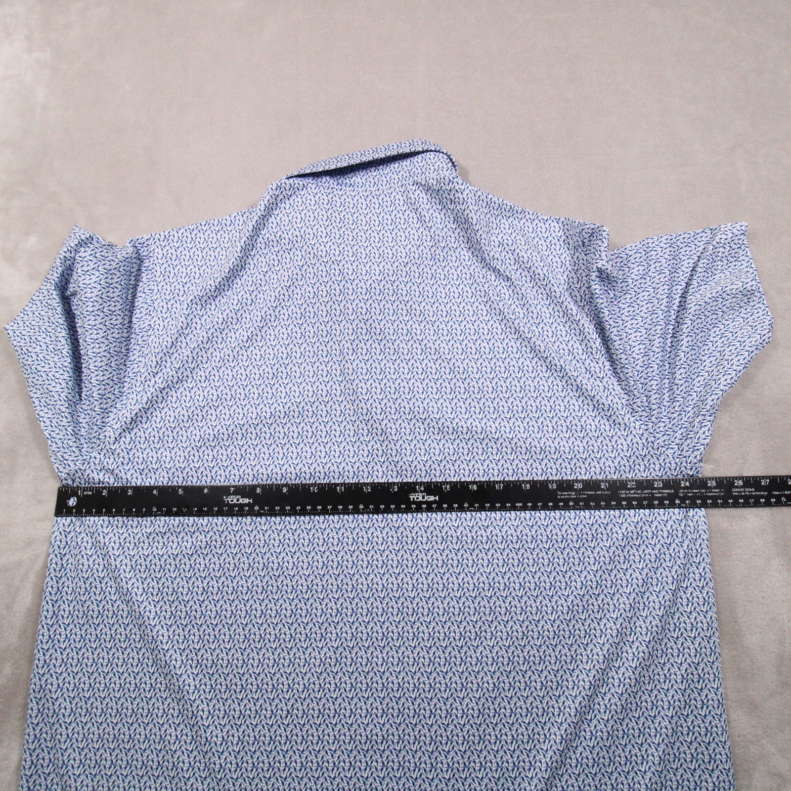Donald Ross short sleeve golf polo shirt L Men blue all over print