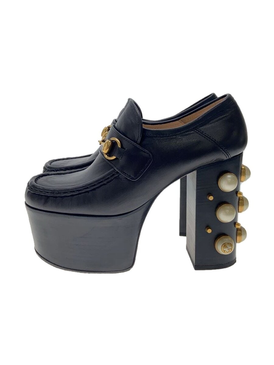 GUCCI Horsebit Loafers with Pearl Accents Size 36.5 Black 470970