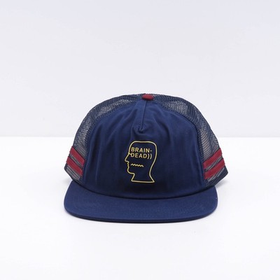 Brain Dead Herren Navy Blau Logo Head 5 Panel Trucker Cap One Size