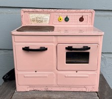 1950's Vintage Empire LITTLE LADY Pink Toy Stove Made In USA Tested WORKS