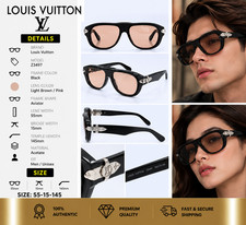 Louis Vuitton Z3497 Aviator Sunglasses Black Light Brown Pink 55-15-145 New Case