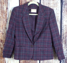 Vintage Pendleton Women s 100 Wool Blazer Jacket Size10 Plaid One Button Purple
