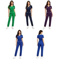 Women Coveralls Bodysuit Outfit Nurse Work Jumpsuit Long Pants Overall Suit