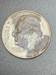 2011-P Roosevelt Dime Environmental Staining