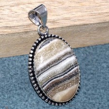 Zebra Calcite 925 Silver Plated Pendant 1.7