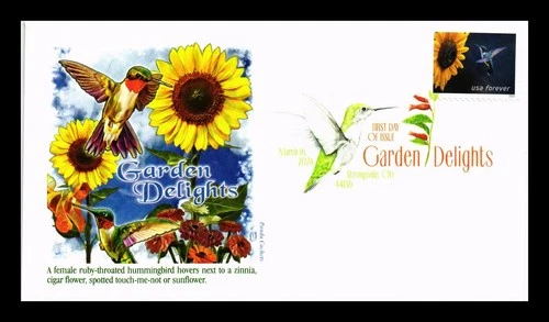 US COVER GARDEN DELIGHTS HUMMINGBIRD FDC PICTORIAL CANCEL PANDA CACHET