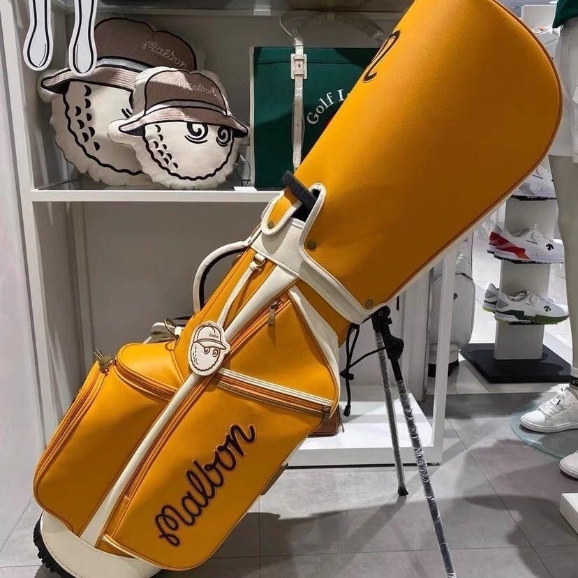 MALBON GOLF Caddy Bag Stand Type Yellow Synthetic Leather / 5-way