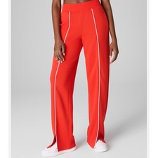 Spanx AirEssentials Sz Med Pique Straight Leg Track Pants Orange Slit
