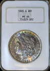 1885O Morgan Silver Dollar $1 NGC MS 64  Toned Coin Rare Fatty Old Holder US UNC