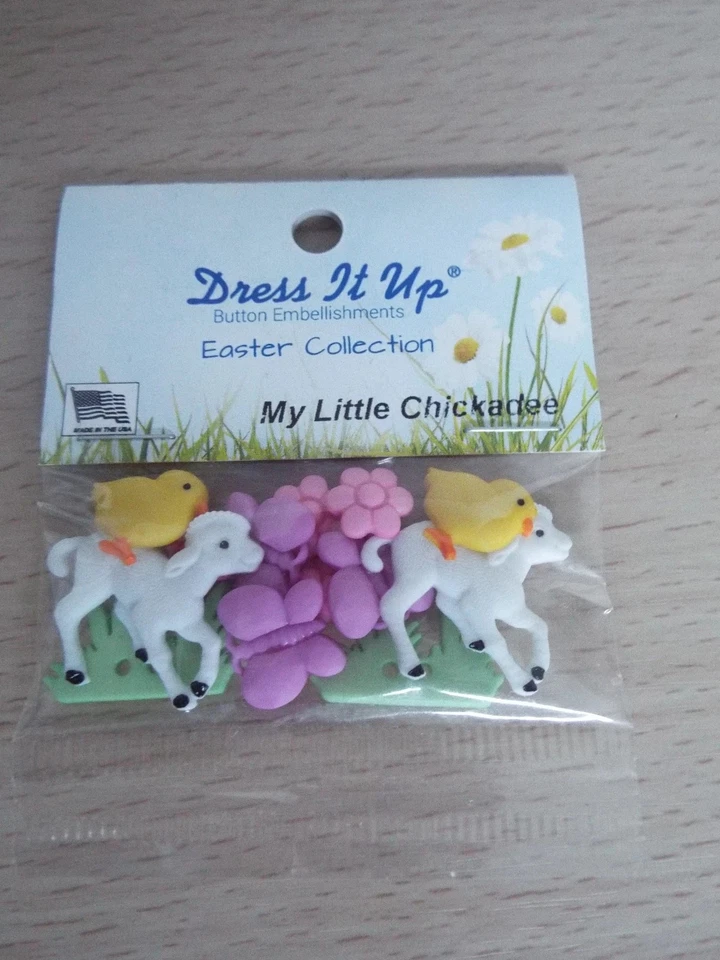 Novelty Buttons Dress It Up My Little Chickadee Lambs Sewing Crafts Cards