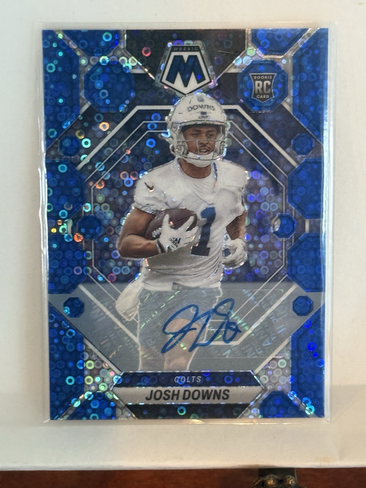 2023 Panini Mosaic Rookies No Huddle Blue Prizm Josh Downs #339 Rookie Auto RC