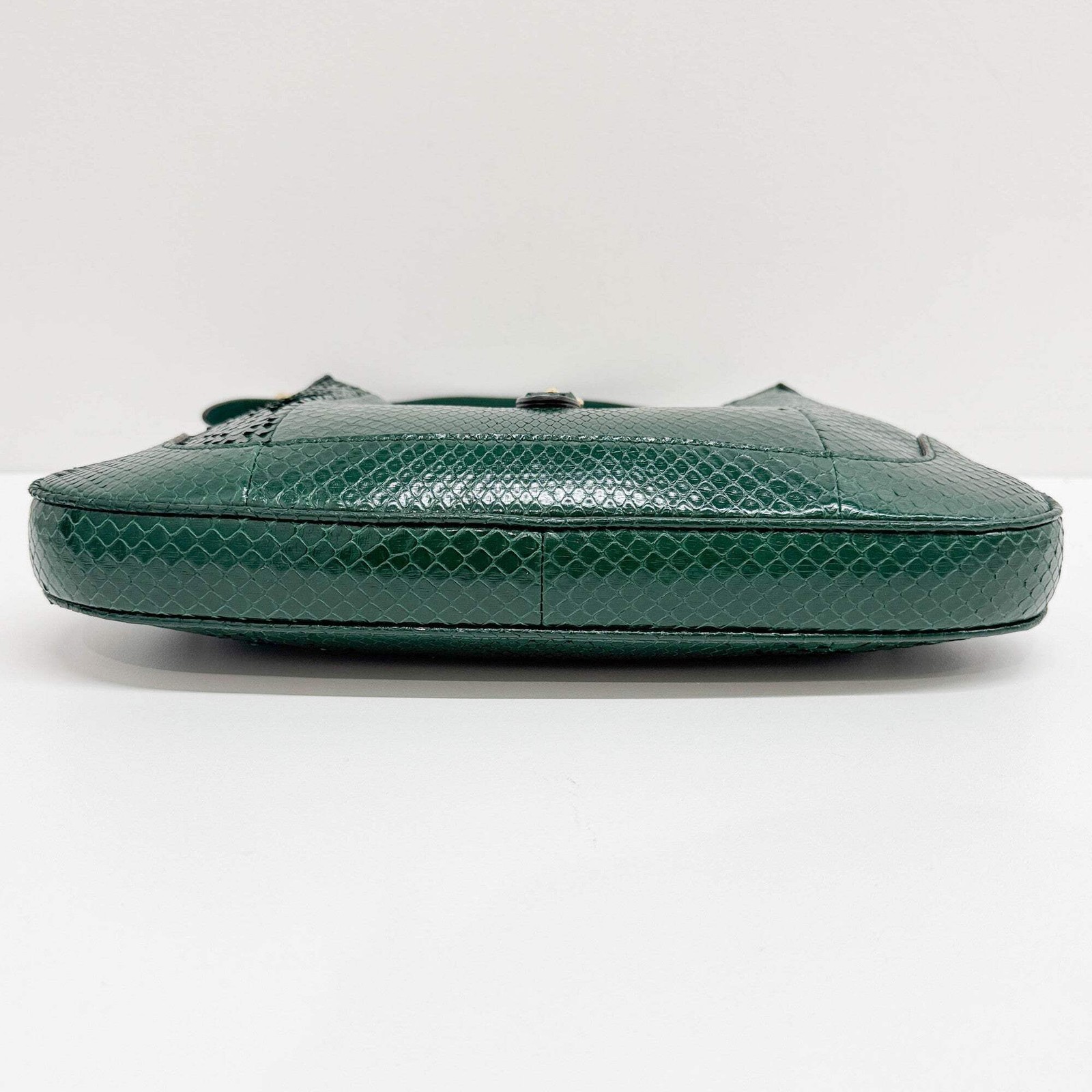 GUCCI Jackie Forest Green Python Embossed Leather… - image 8