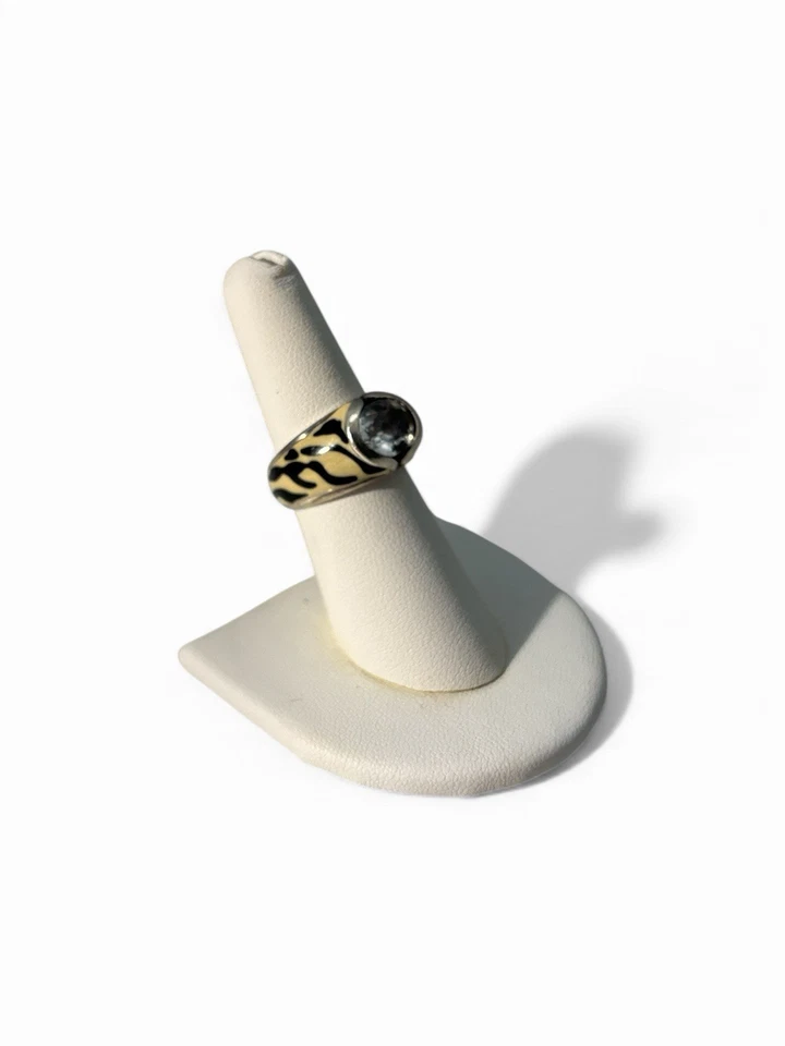 Anillo Vintage Plata de Ley 925 Chateau d'Argent Animal Estampado Cebra Talla 7 Foto 2 de 4