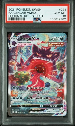 2021 POKEMON SWORD & SHIELD FUSION STRIKE #271 FA/GENGAR VMAX SECRET PSA 10