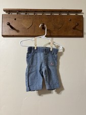 Vintage OshKosh B'gosh Blue Denim Cropped Pants Floral Pull-On Cotton 6 Months