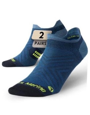 Men's Thin Merino Wool No Show Running Socks, Summer Small Ocean Pulse*2