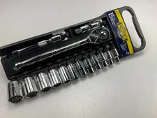 Gearhead GH4251 1/2" Drive Metric Socket & Ratchet Handle Set, 15-Piece