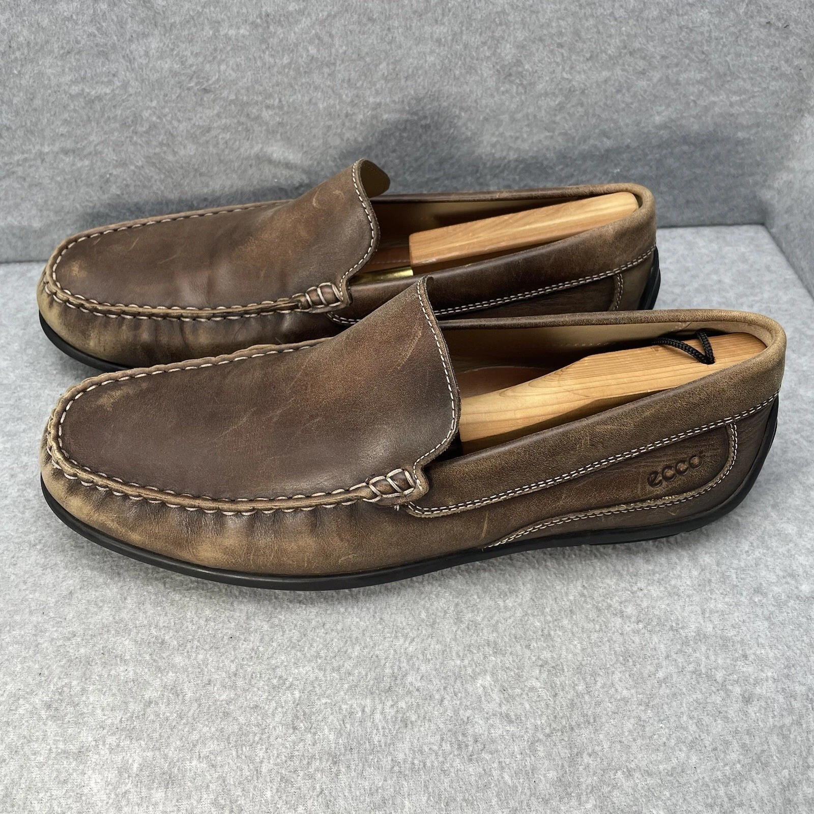 Mocassini slip on uomo Ecco 44 US 11 marroni in pelle mocs casual