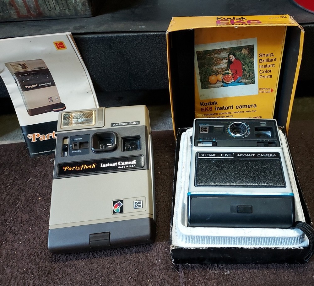 Lot of 2 Vintage Kodak Instant Cameras - Kodak Partyflash, Kodak EK6