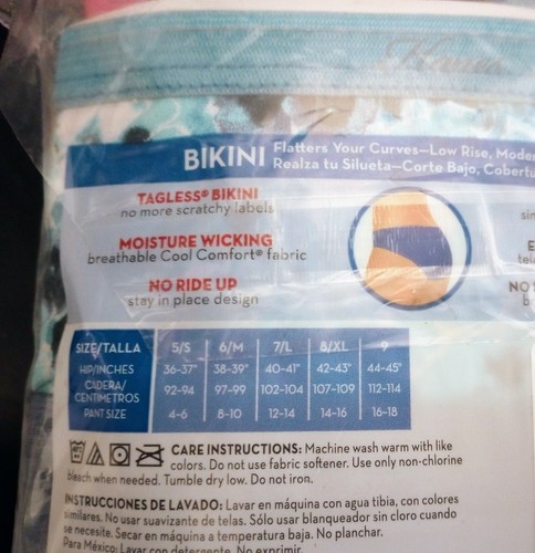 5 Pack 9/2XL Hanes Bikini Underwear Cool Comfort Cotton Wicking Fabric - Bild 6 von 8