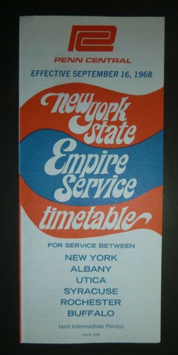 1968 9/16 Penn Central railroad time table New York State Empire Service