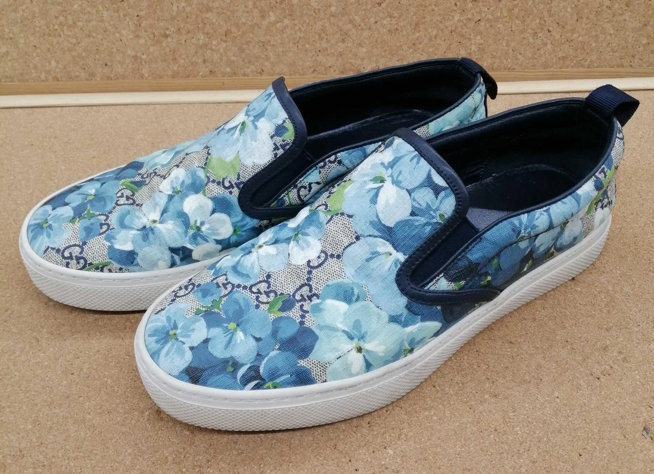 Baskets à enfiler GUCCI GG Blooms taille 38,5 bleu floral homme sans boîte occasion 