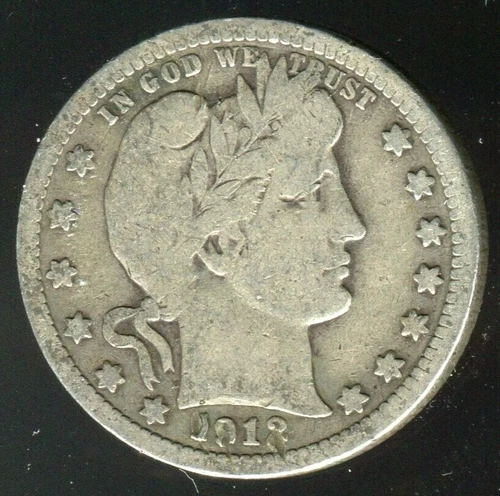 1913 Barber Quarter Fine-Details 484,000 Mintage Semi-Key Date Free Shipping
