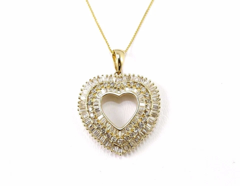 Natural Heart Shape Diamond Cluster Necklace Pendant 14K Yellow Gold 1.38Ct - Image 4 of 4