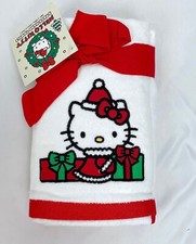 Hello Kitty Presents 2pk Hand Towels Christmas Holiday White
