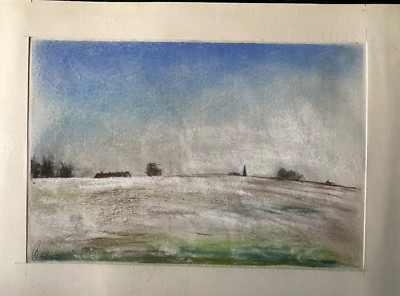 FRANZ EHMKE * 1928-2018 GDR PAINTER PASTEL BLANKENFELDE THAWING SNOW SIGNED