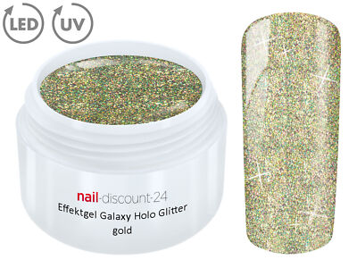 UV LED Effekt Gel Galaxy Holo Glitter GOLD Farb Color Nagel Glitzer Nail Art Tip