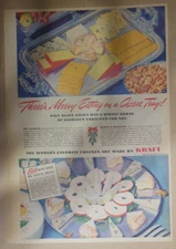 Kraft Cheese Ad: Merry Eating In A Cheese Tray! from 1940's Size: 11 x 15 inches