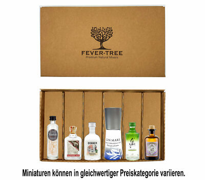 Gin Probierset Geschenkset - 6x verschiedene Gin Minis (Elephant, Gin Mare, Mon