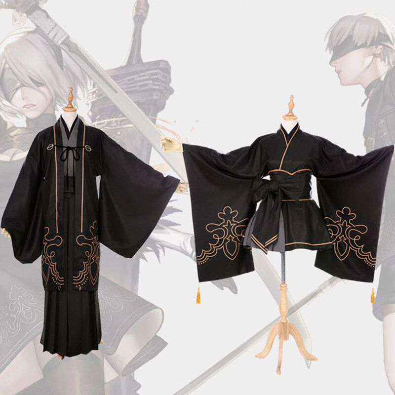 Nier Automata Yorha 2B 9S Cosplay Costume Kimono DOUJIN Outfit | eBay
