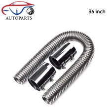 36" Stainless Steel Radiator Flexible Coolant Water Hose Kit with Caps Universal