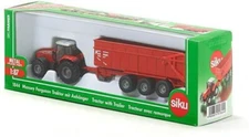 SIKU FARMER 1:87 DIE CAST TRACTOR MASSEY FERGUSON WITH TRAILER KRAMPE 1844