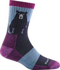 DARN TOUGH 1970 Purple Bear Town Micro Crew Light Cushion Womens Socks M L Wool
