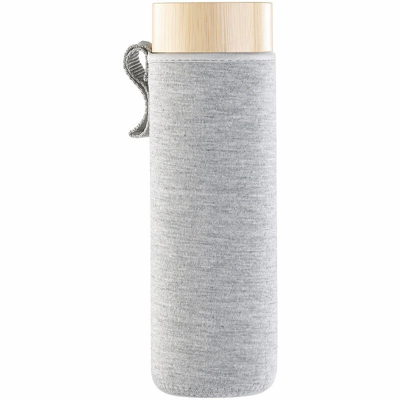 2er-Set doppelwandige Glas-Trinkflaschen mit Neopren-Hülle & Tee-Sieb - Bild 2 von 4