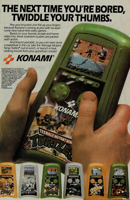 1980s Vintage TMNT Konami Handheld Game Console Photo Print Ad Original