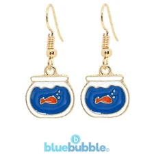 Bluebubble SOMETHING FISHY Earrings Kitsch Cute Family Pet Novelty Funky Fun VTG