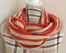 NWT Octavia Alva Orange Beige Striped Knit Infinity Loop Scarf OS One Size
