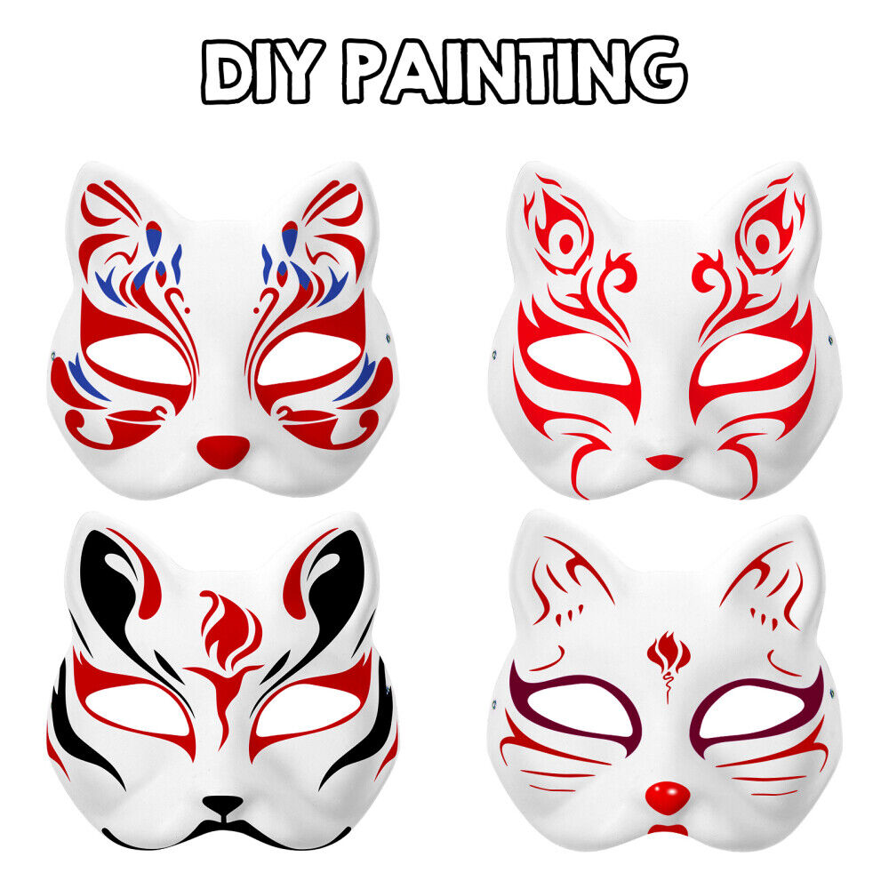 3 Pcs Cat Face Mask Diy Hand Painted Blank Mask Children's Kindergarten  Teaching Mask Halloween Masquerade Costume Cosplay Accessory (white)