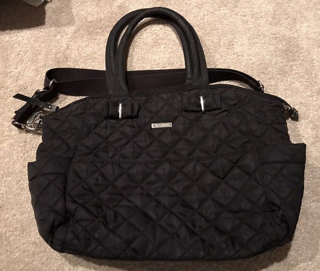 black quilted baby changing bag