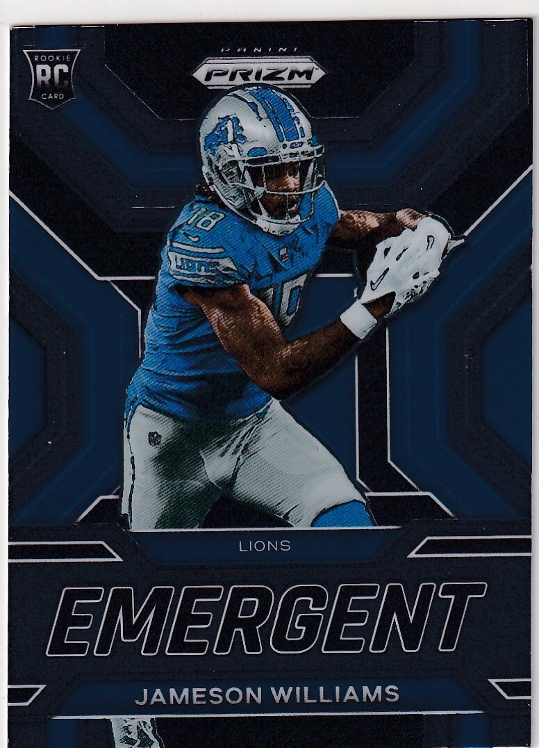 2022 PRIZM EMERGENT RC JAMESON WILLIAMS ROOKIE DETROIT LIONS GE-1696