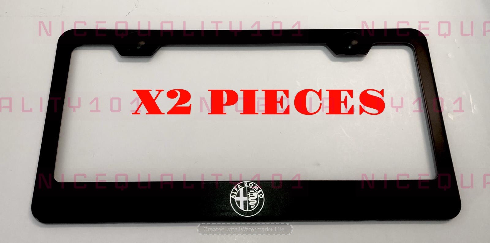 Alfa Romeo Laser Engraved Stainless Steel License Plate Frame X2