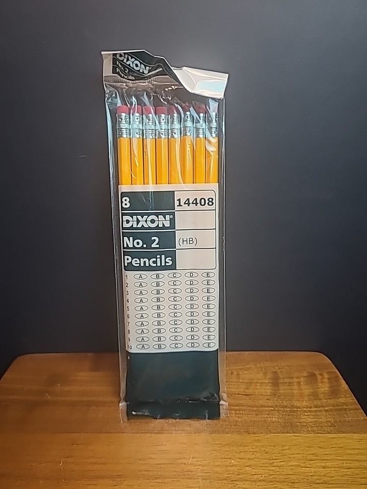 Dixon No. 2 Yellow Pencils Wood-Cased Black Core 8-Count (14408) New In Bag